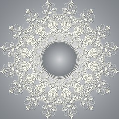 Vector ornamental round lace with damask and arabesque elements. Mehndi style. Orient traditional ornament. Zentangle-like round colored floral ornament.