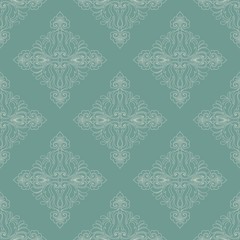 Vector damask seamless pattern background. Classical luxury old fashioned damask ornament, royal victorian seamless texture for wallpapers, textile, wrapping. Exquisite floral baroque template.