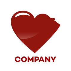 Person's face and heart logo