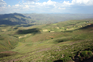 Fototapeta na wymiar Beautiful landscape and scenery between Marakabei and Thaba Tseka, Lesotho, Southern Africa
