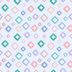 Seamless vector geometrical pattern with rhombus, squares. endless background with hand drawn textured geometric figures. Pastel Graphic illustration Template for wrapping, web backgrounds, wallpaper