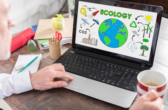 Ecology concept on a laptop screen