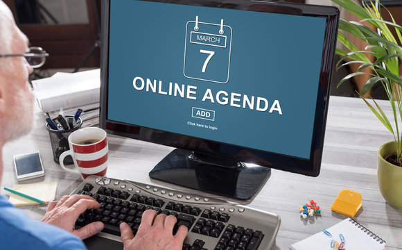 Online agenda concept on a computer