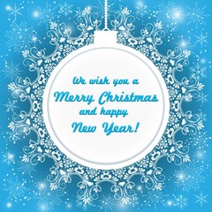 Elegant Christmas background with snowflakes and place for text. Abstract winter background. Vector Illustration.