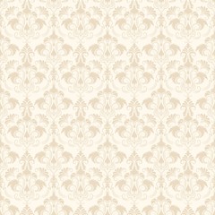 Vector damask seamless pattern background. Classical luxury old fashioned damask ornament, royal victorian seamless texture for wallpapers, textile, wrapping. Exquisite floral baroque template.