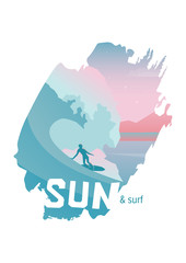 Obraz premium Sun and surf poster design