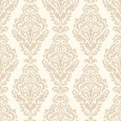 Vector damask seamless pattern background. Classical luxury old fashioned damask ornament, royal victorian seamless texture for wallpapers, textile, wrapping. Exquisite floral baroque template.