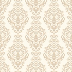 Vector damask seamless pattern background. Classical luxury old fashioned damask ornament, royal victorian seamless texture for wallpapers, textile, wrapping. Exquisite floral baroque template.