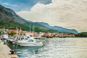 Fototapeta na wymiar Fishing boats in the port of Makarska, Croatia