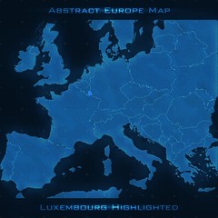 Europe abstract map. Luxembourg highlighted. Vector background. Futuristic style map. Elegant background for business presentations. Lines, point, planes in 3d space. eps 10