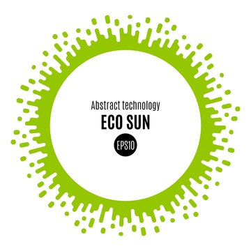 Modern flat eco sun. Liquid circle with drops and squirts. Vector illustration