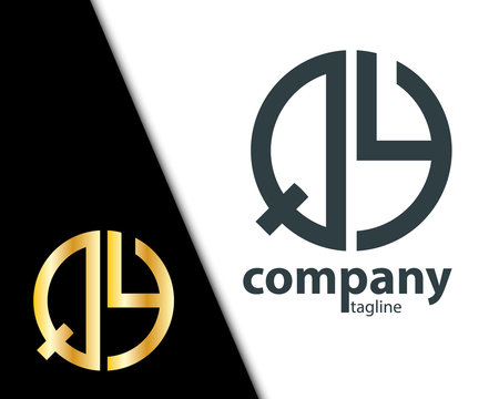 Initial Letter QY With Linked Circle Logo