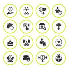Fototapeta premium Set round icons of charity and donate