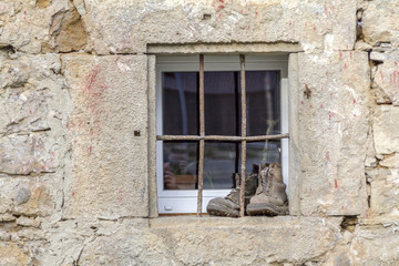 Fototapeta na wymiar barred window detail