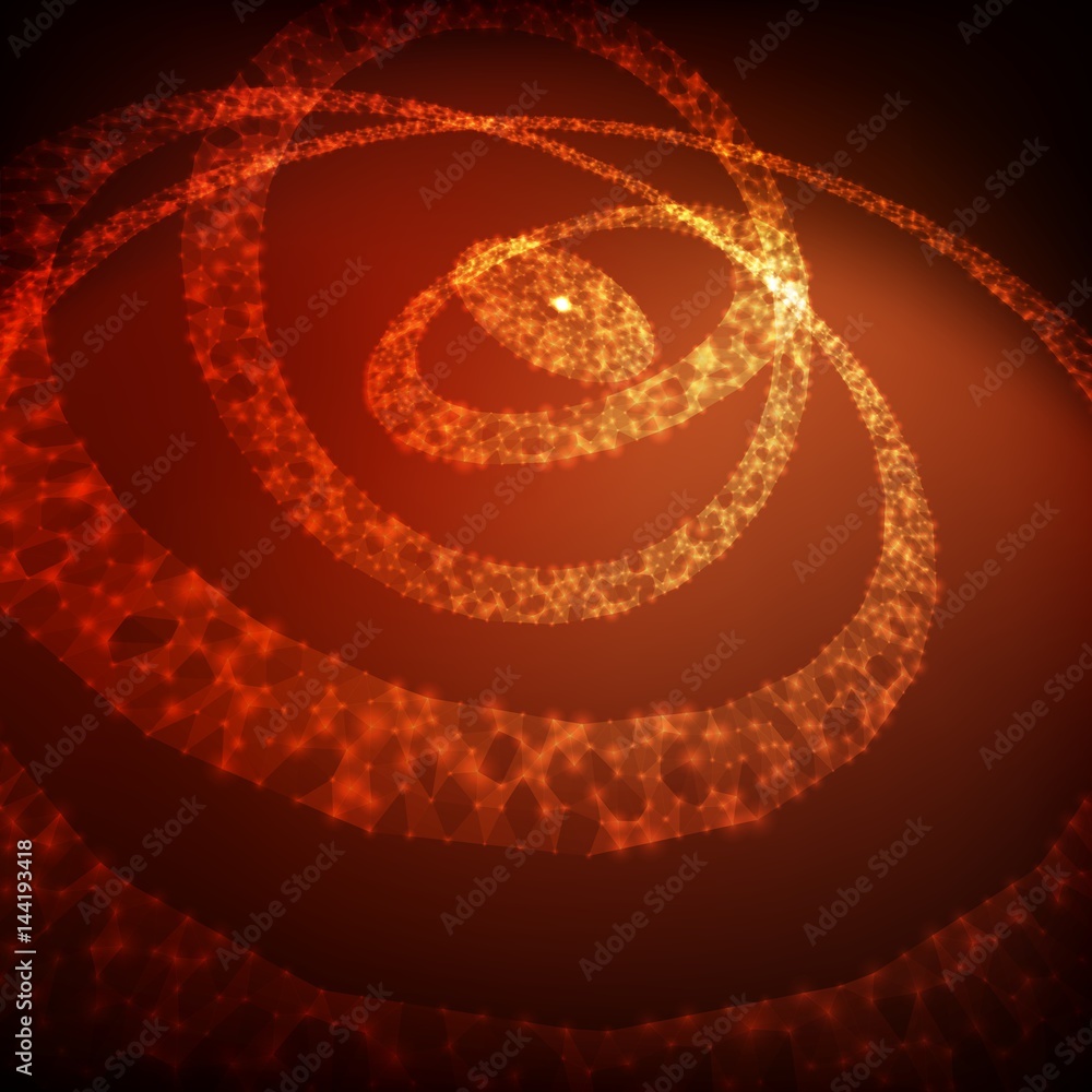 Poster abstract vector mesh background. chaotically connected points and polygons flying in space. flying d