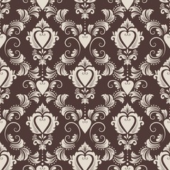 Vector damask seamless pattern background. Classical luxury old fashioned damask ornament, royal victorian seamless texture for wallpapers, textile, wrapping. Exquisite floral baroque template.