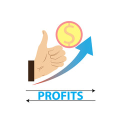 growth and declining chart showing improvement and losses of profit with arrow. vector illustration