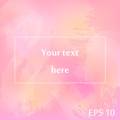 Infographics advertising banner template. Watercolor pink background, white frame. Vector.