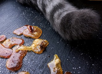 Home caramel fried on pan on paper