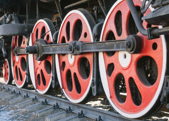 old steam locomotive close up