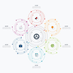 Fototapeta premium Infographics template 6 options with circle