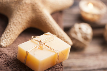 Spa and wellness setting with natural soap