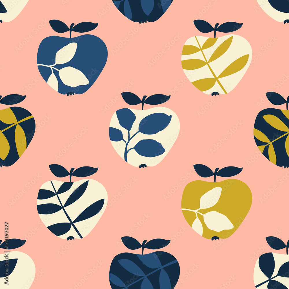 Poster seamless pattern with apples