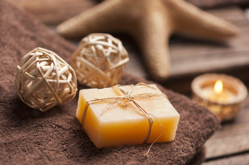 Spa and wellness setting with natural soap