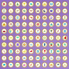 100 client support icons set in cartoon style