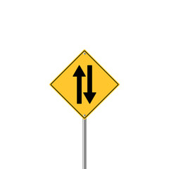 Road Sign Warning Two Way Traffic