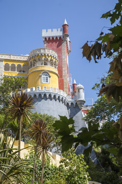 Colors and decoration of the romanticist castle Pal&Atilde;&iexcl;cio da Pena S&Atilde;&pound;o Pedro de Penaferrim Sintra Lisbon district Portugal Europe