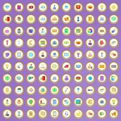 100 viral marketing icons set in cartoon style