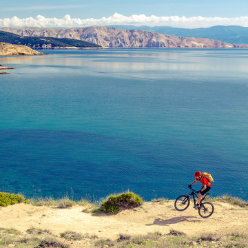 Mountain biking at the seaside bike trail