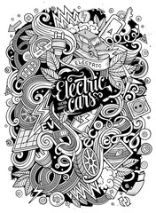 Cartoon cute doodles Electric cars illustration