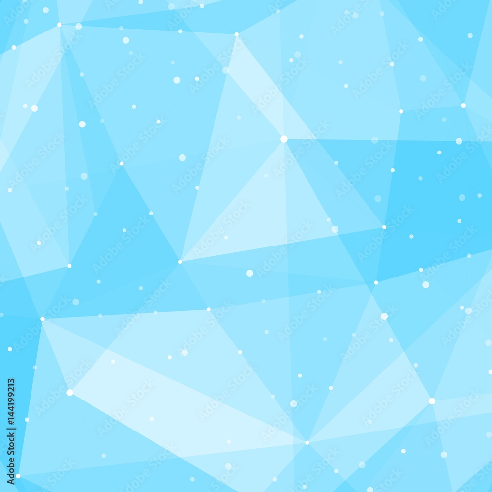 Poster abstract vector mesh background. chaotically connected points and polygons flying in space. flying d
