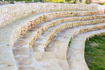 Curvilinear stairs. Top view of modern architecture detail.