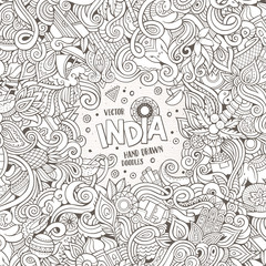 Cartoon hand-drawn doodles India illustration
