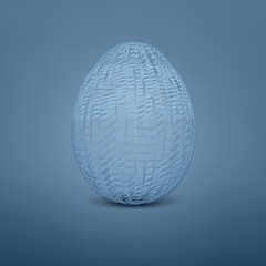 Abstract vector egg. 3D mesh object. Futuristic style card. Lines, point, planes in 3d space.