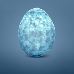 Abstract vector egg. 3D mesh object. Futuristic style card. Lines, point, planes in 3d space.