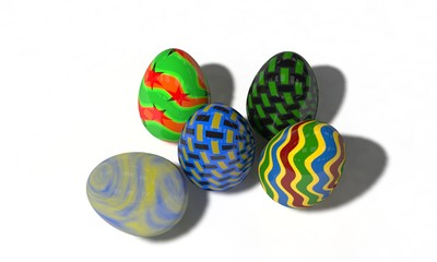 Easter eggs on white, 3d render
