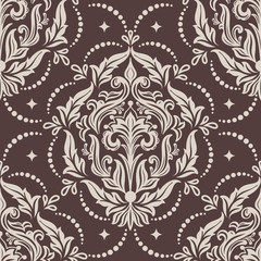 Vector damask seamless pattern element. Classical luxury old fashioned damask ornament, royal victorian seamless texture for wallpapers, textile, wrapping. Exquisite floral baroque template.