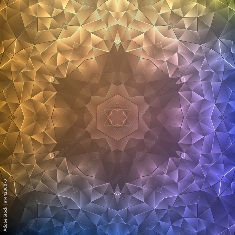 Poster abstract vector mesh background. chaotically connected points and polygons flying in space. flying d