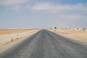 Desert Landscape with Highway near Swakopmund, Namibia