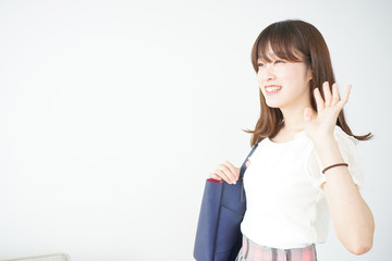 Young woman walking with casual wear