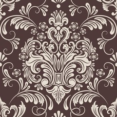 Vector damask seamless pattern element. Classical luxury old fashioned damask ornament, royal victorian seamless texture for wallpapers, textile, wrapping. Exquisite floral baroque template.