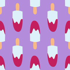 fruit ice cream seamless pattern background vector illustration icon isolated dessert sweet cold snack tasty frozen candy flavor design delicious pink