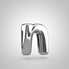 Silver letter N lowercase isolated on white background
