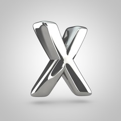 Silver letter X uppercase isolated on white background