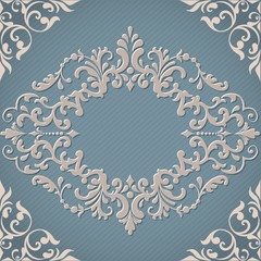 Wedding invitation and announcement card with vintage background artwork. Elegant ornate damask background. Elegant floral abstract ornament. Design template.