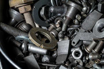 Large number of metal parts